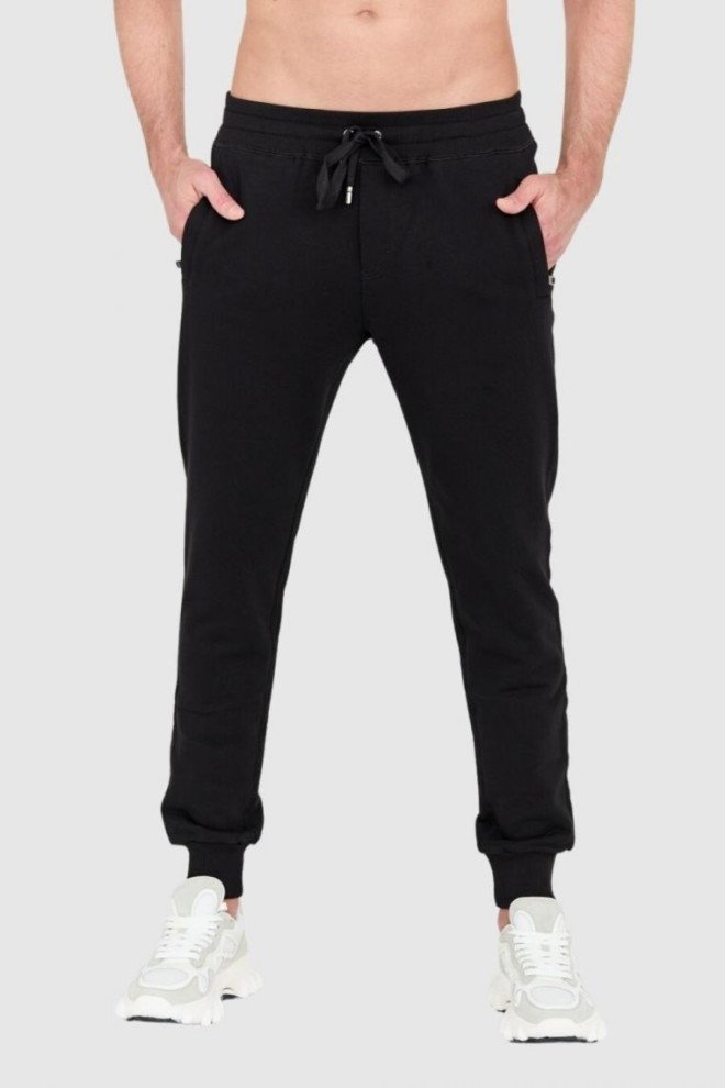 DOLCE & GABBANA Czarne spodnie dresowe z haftowanym logo