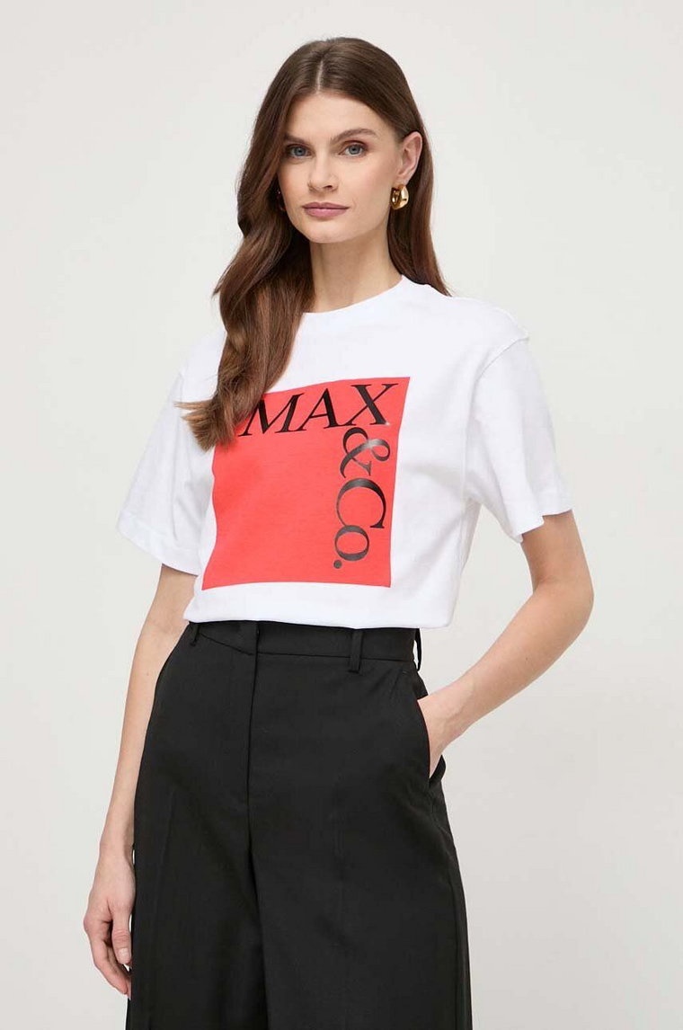 MAX&Co. t-shirt bawełniany x CHUFY damski kolor biały 2418971031200