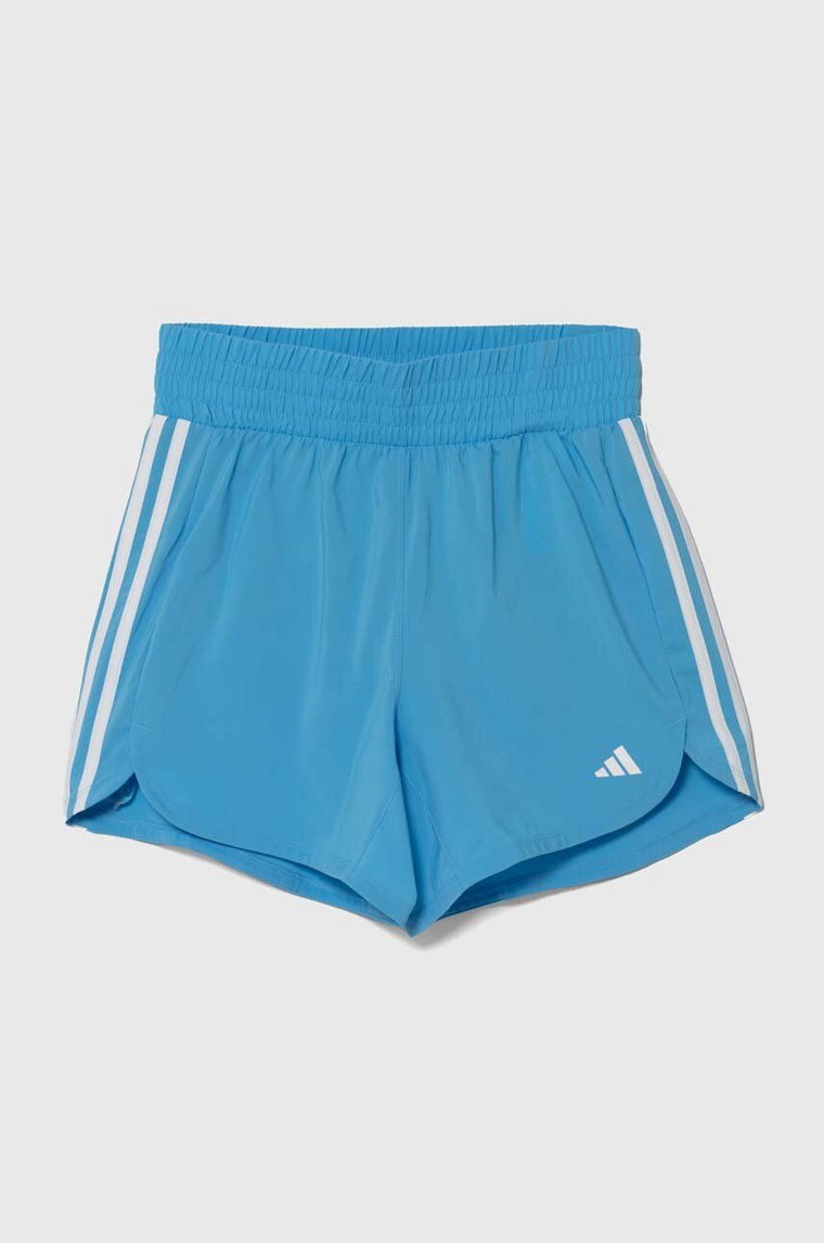 adidas Performance szorty treningowe Pacer kolor niebieski z aplikacją high waist IS1664