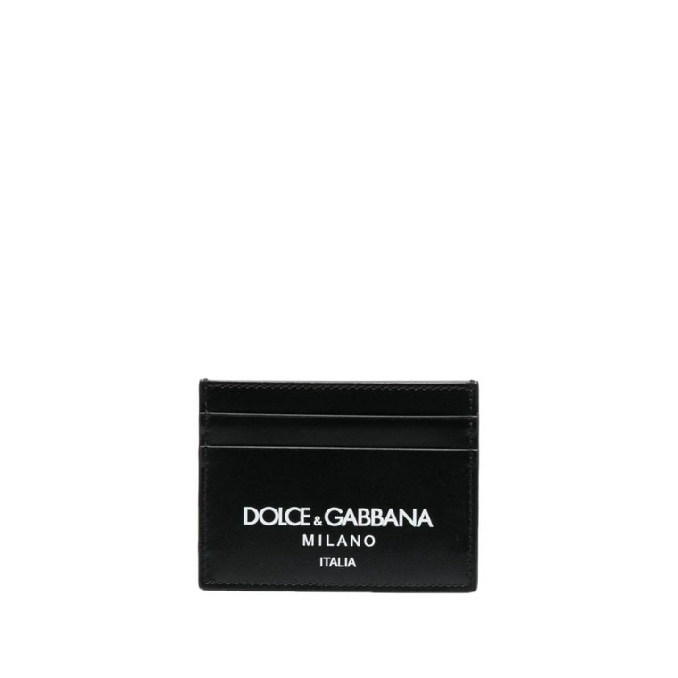 Czarna skórzana portmonetka męska z logo Dolce & Gabbana