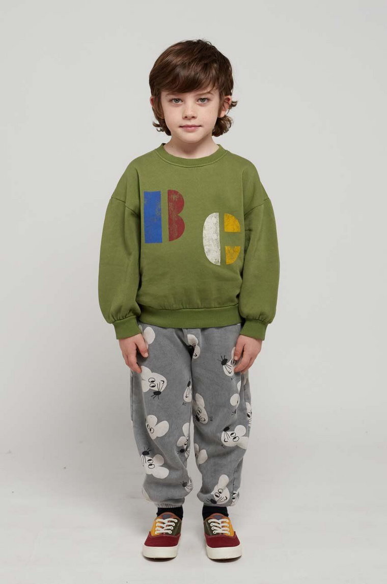 Bobo Choses spodnie dresowe bawełniane dziecięce kolor szary wzorzyste
