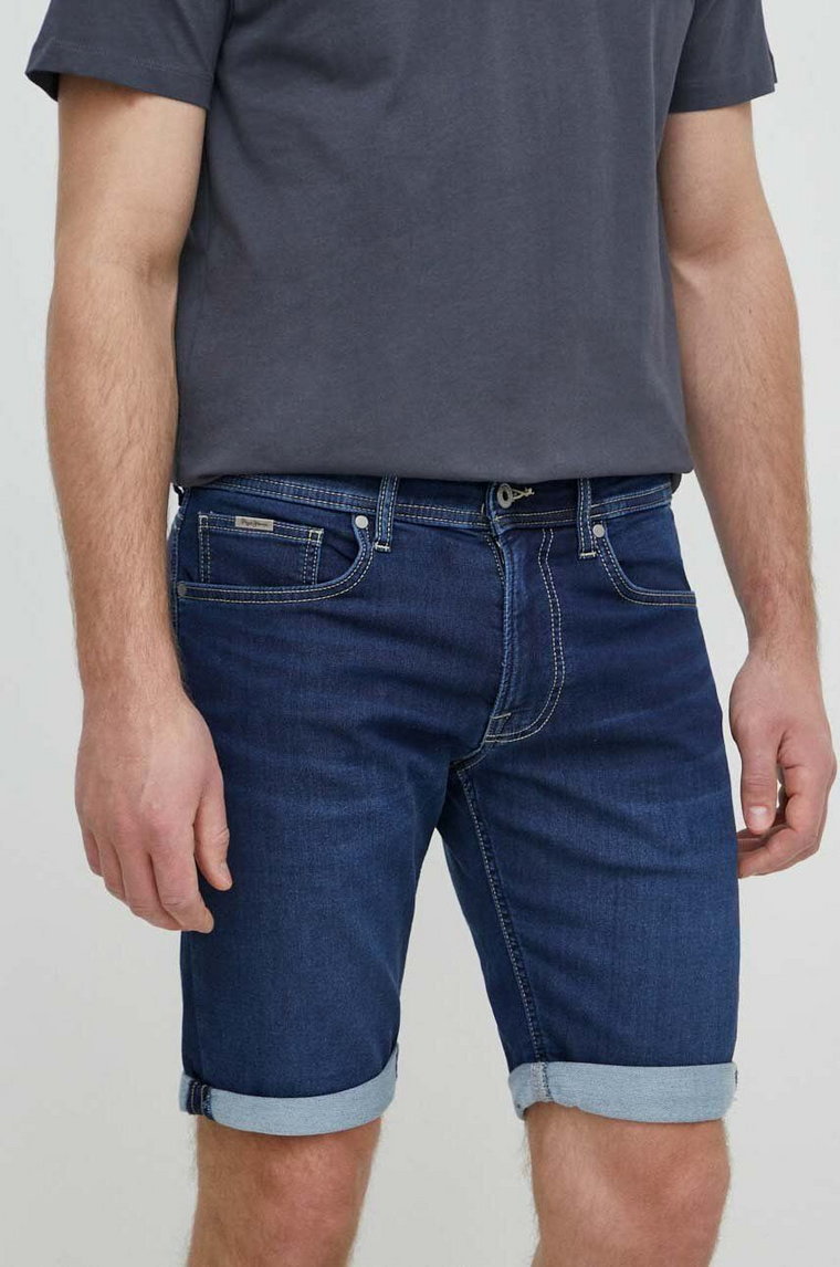 Pepe Jeans szorty jeansowe SLIM GYMDIGO SHORT męskie kolor granatowy PM801075DP4