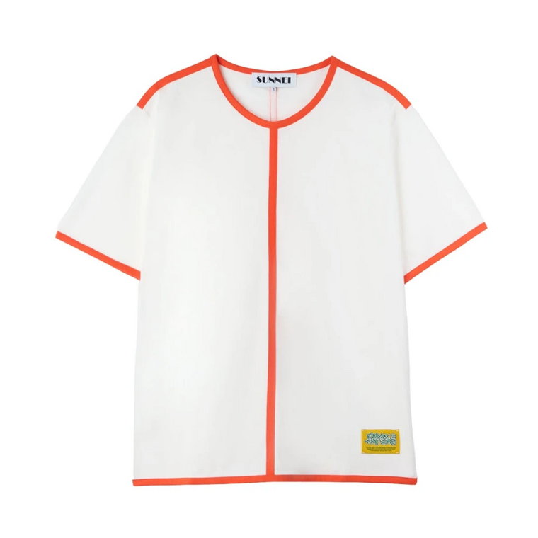 Biała koszulka z pomarańczowymi profilami Sunnei