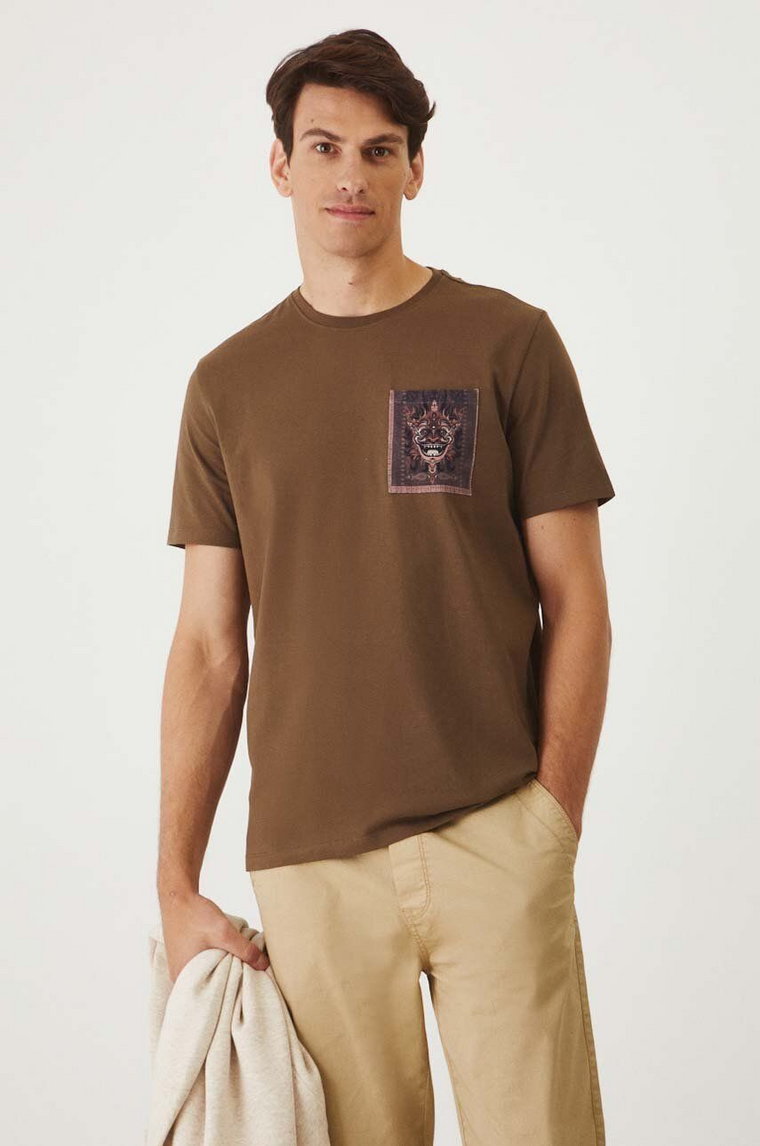 Medicine t-shirt męski kolor brązowy z nadrukiem