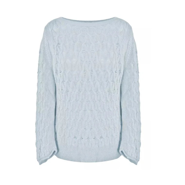 Jasnoniebieski Sweter z Wzorem Rombów Malo