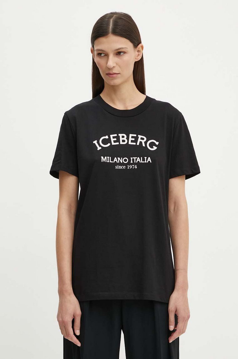 Iceberg t-shirt bawełniany damski kolor czarny F021 6325
