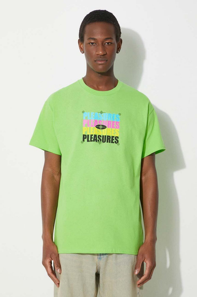 PLEASURES t-shirt bawełniany Cmyk T-Shirt męski kolor zielony z nadrukiem P24SP051.LIME