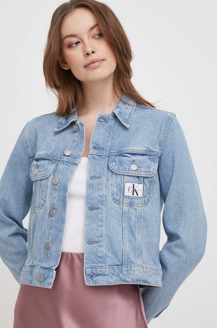 Calvin Klein Jeans kurtka jeansowa damska kolor niebieski przejściowa