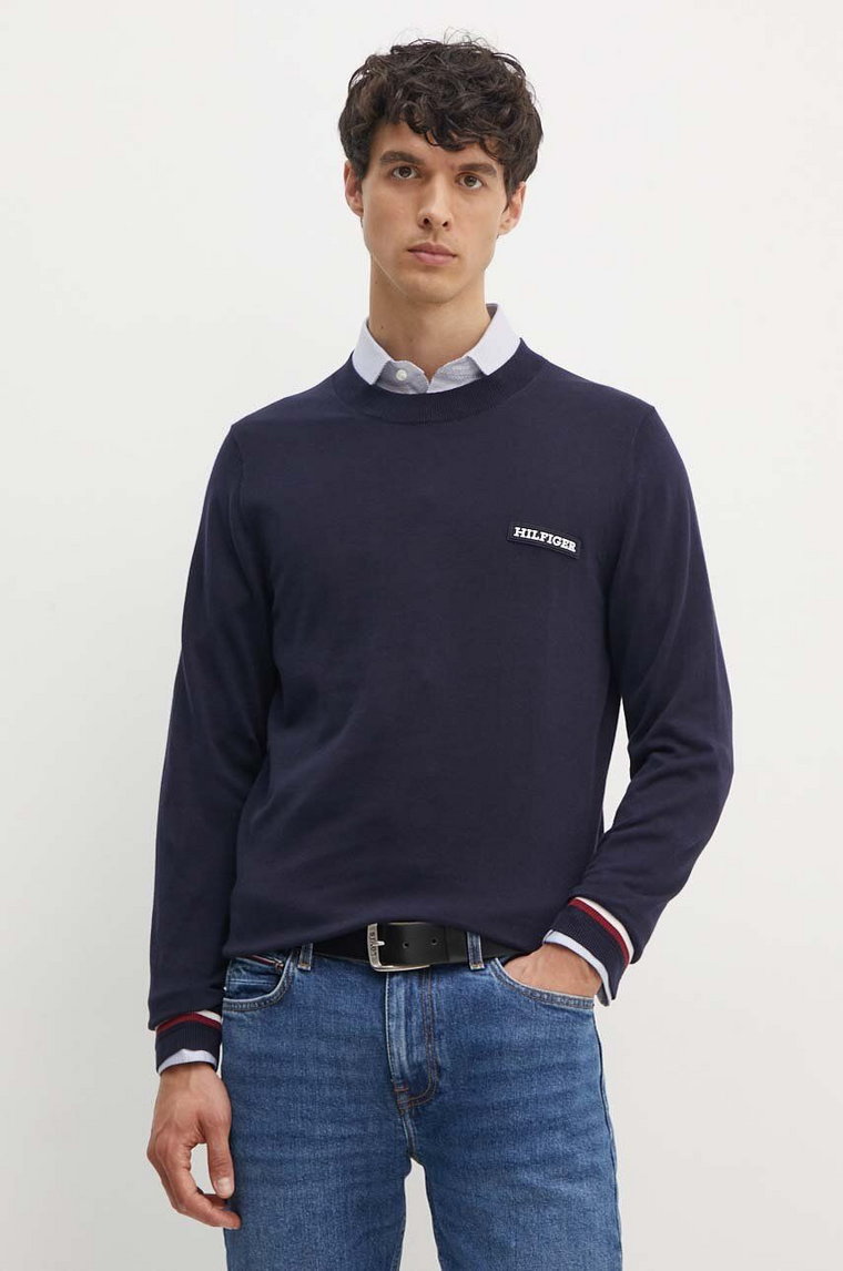 Tommy Hilfiger sweter bawełniany kolor granatowy lekki