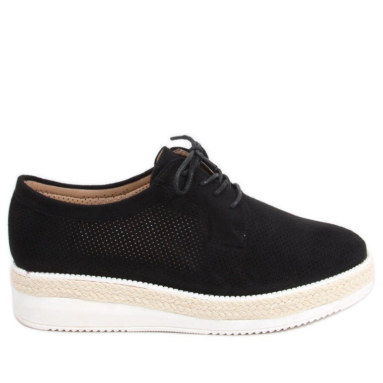 Mokasyny sznurowane espadryle Guermo Black czarne