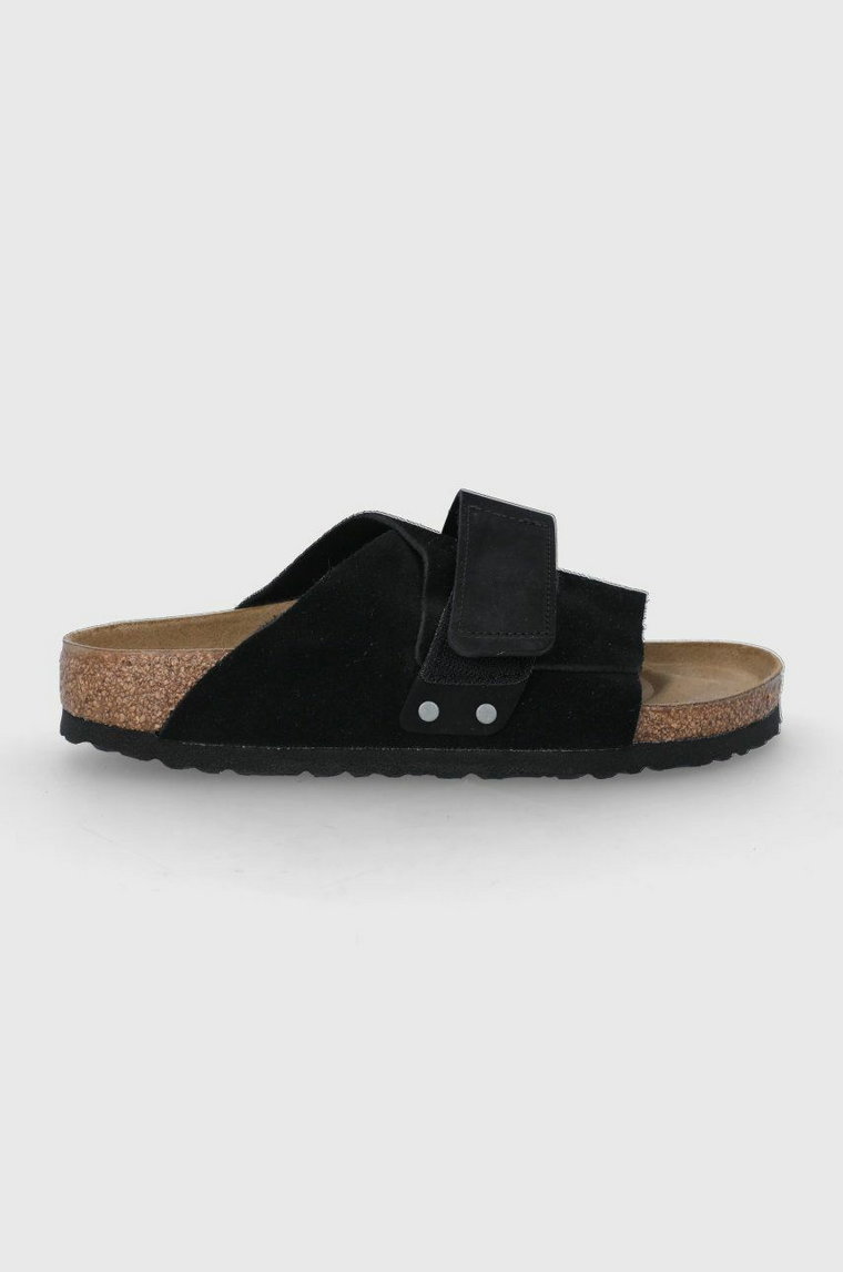 Birkenstock klapki zamszowe Kyoto damskie kolor czarny