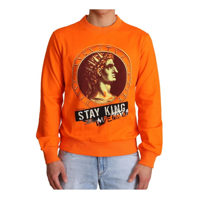 Orange King Ceasar Cotton Pullover Sweater Dolce & Gabbana