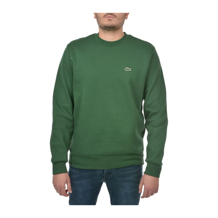 Zielony Sweter z Okrągłym Dekoltem Lacoste