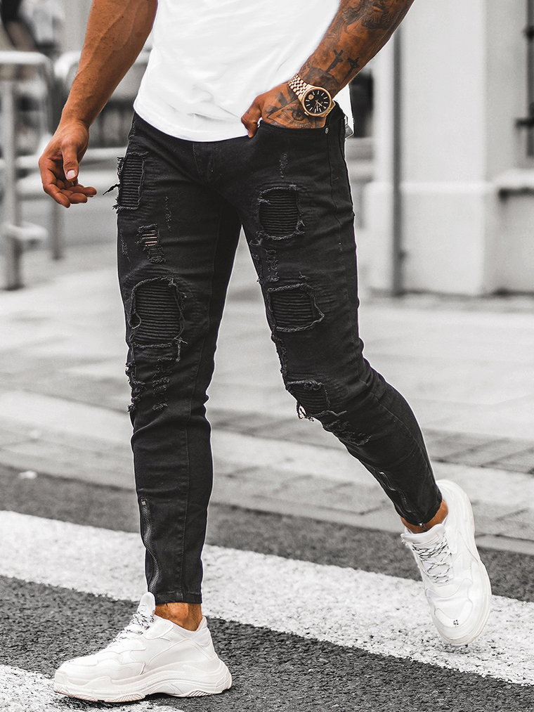 Spodnie jeansowe męskie czarne OZONEE O/E6978