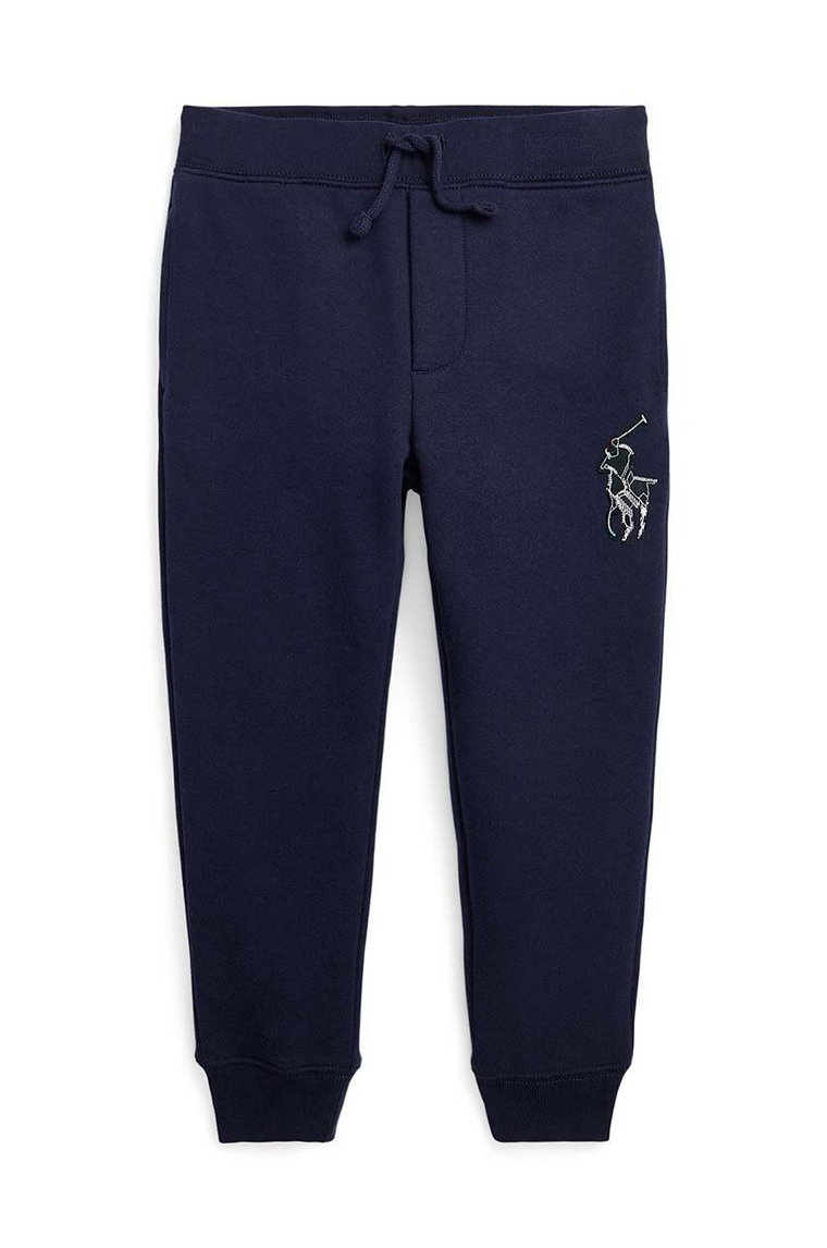 Polo Ralph Lauren spodnie dresowe bawełniane dziecięce kolor granatowy z nadrukiem