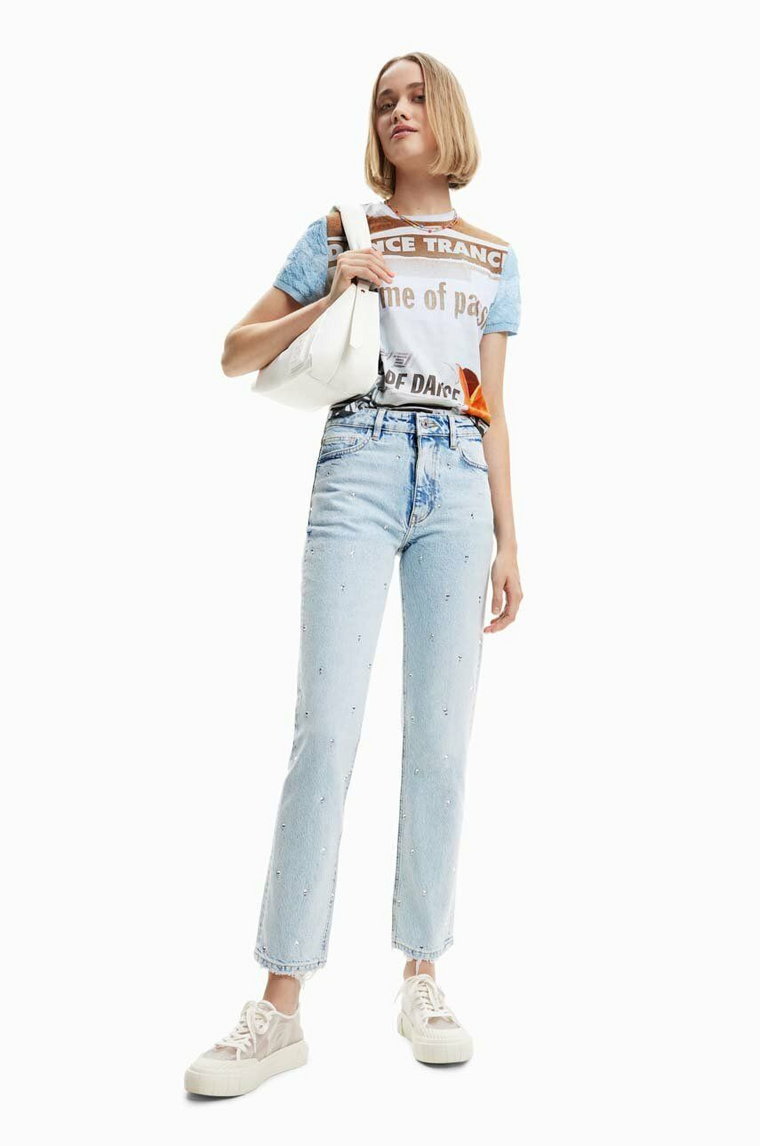 Desigual jeansy damskie high waist