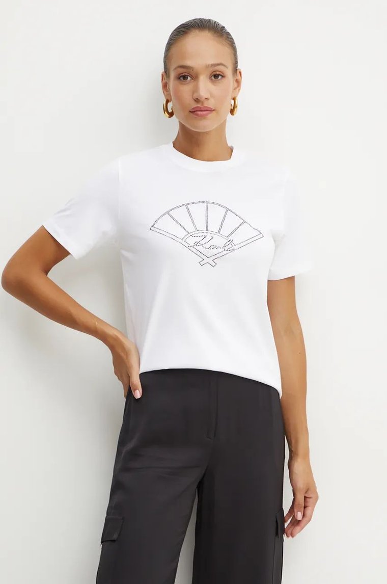 Karl Lagerfeld t-shirt bawełniany damski kolor biały 246W1702