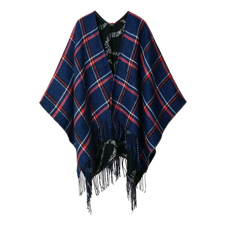 Poncho Woman Desigual Mix Cuadros Paris Desigual