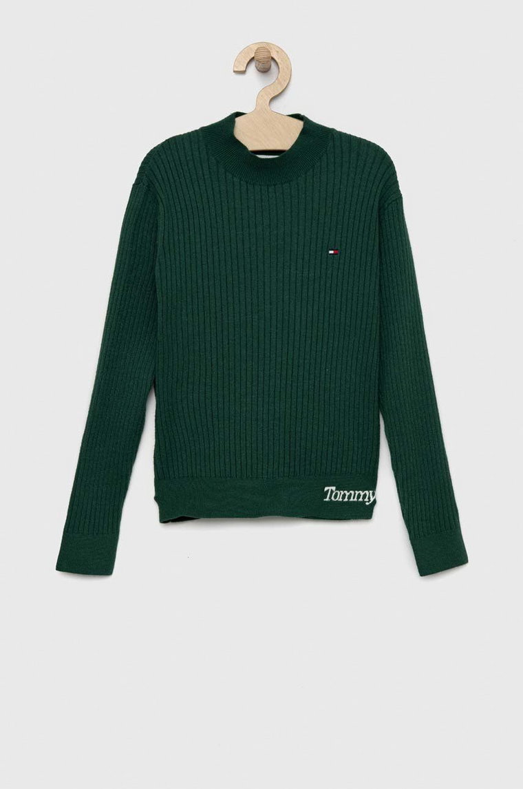Tommy Hilfiger sweter dziecięcy kolor zielony lekki