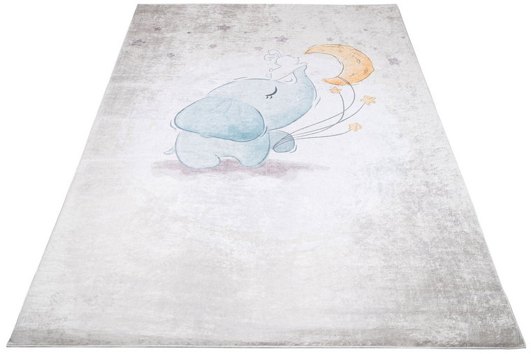 Jasnoszary dziecięcy dywan ze słonikiem - Puso 3X
