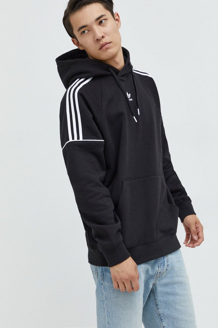 adidas Originals bluza bawełniana męska kolor czarny z kapturem z aplikacją HK7309-BLACK