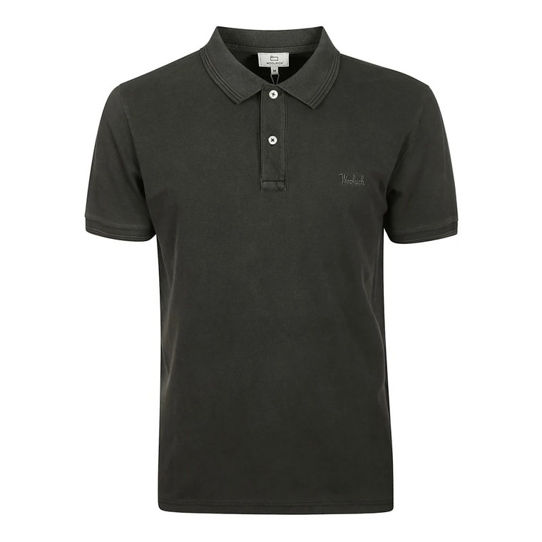 Klasyczna czarna koszulka polo z bawełny Woolrich