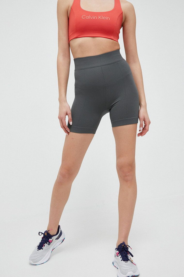 Calvin Klein Performance szorty treningowe Essentials kolor zielony gładkie high waist