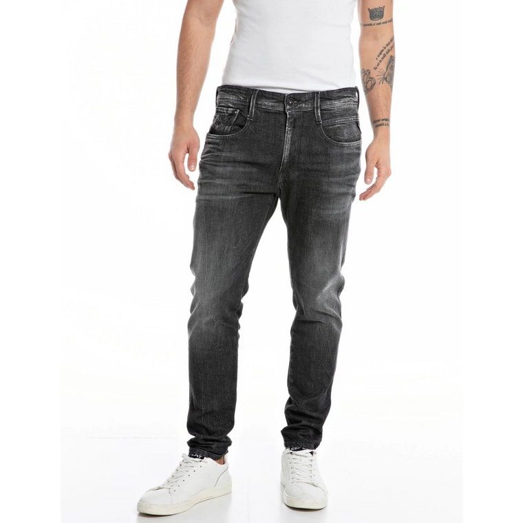 Ciemne męskie jeansy z pięcioma kieszeniami Replay