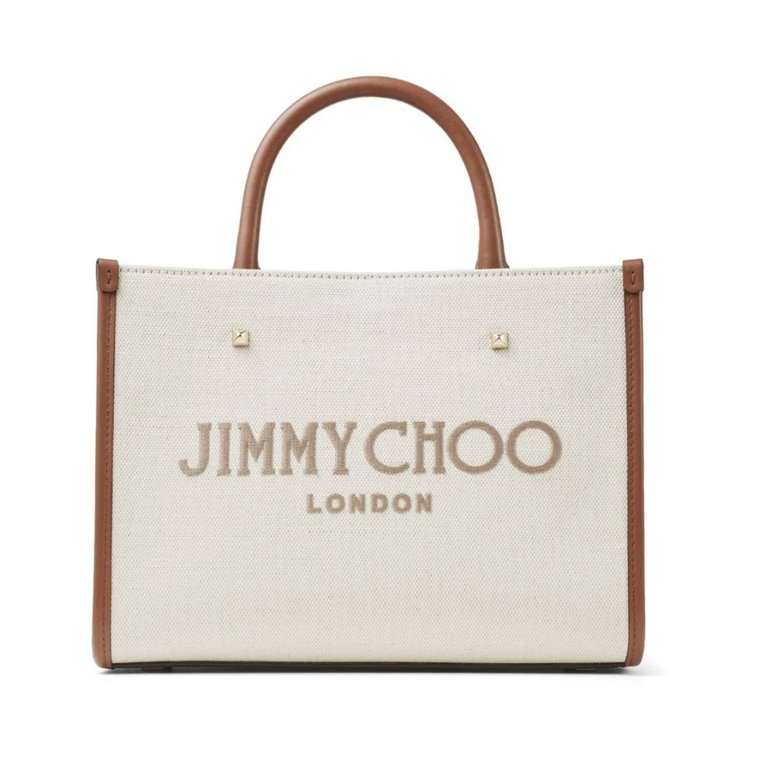 Beżowa torba Avenue z płótna Jimmy Choo