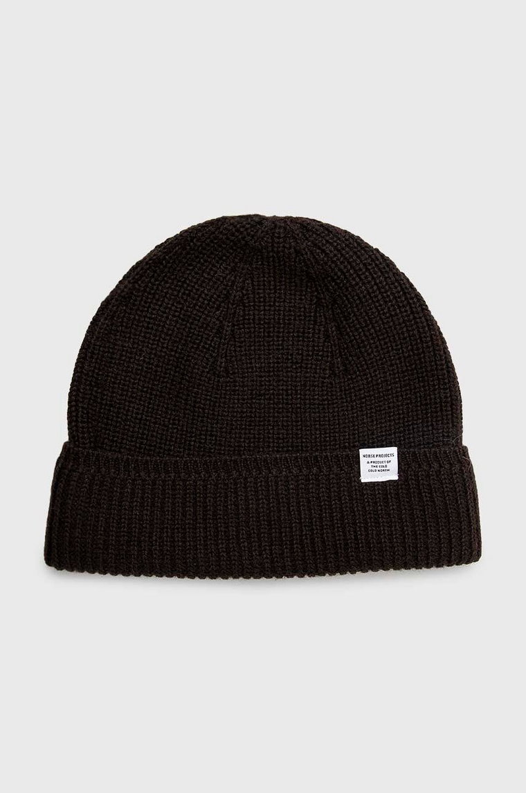 Norse Projects czapka wełniana Wool Cotton Rib Beanie kolor brązowy wełniana N95-0840-2022