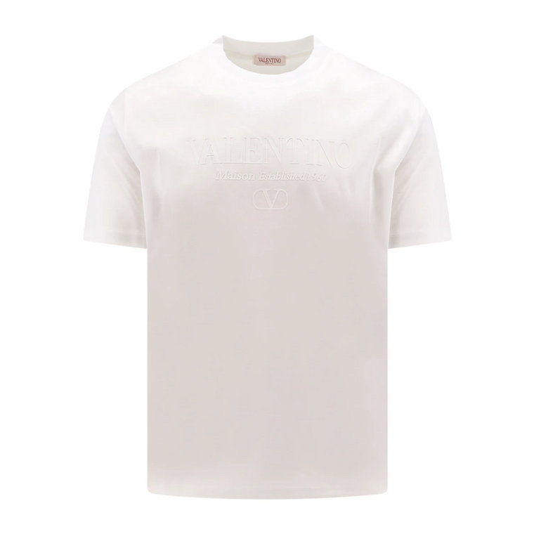 Biała T-shirt z okrągłym dekoltem i krótkim rękawem Valentino