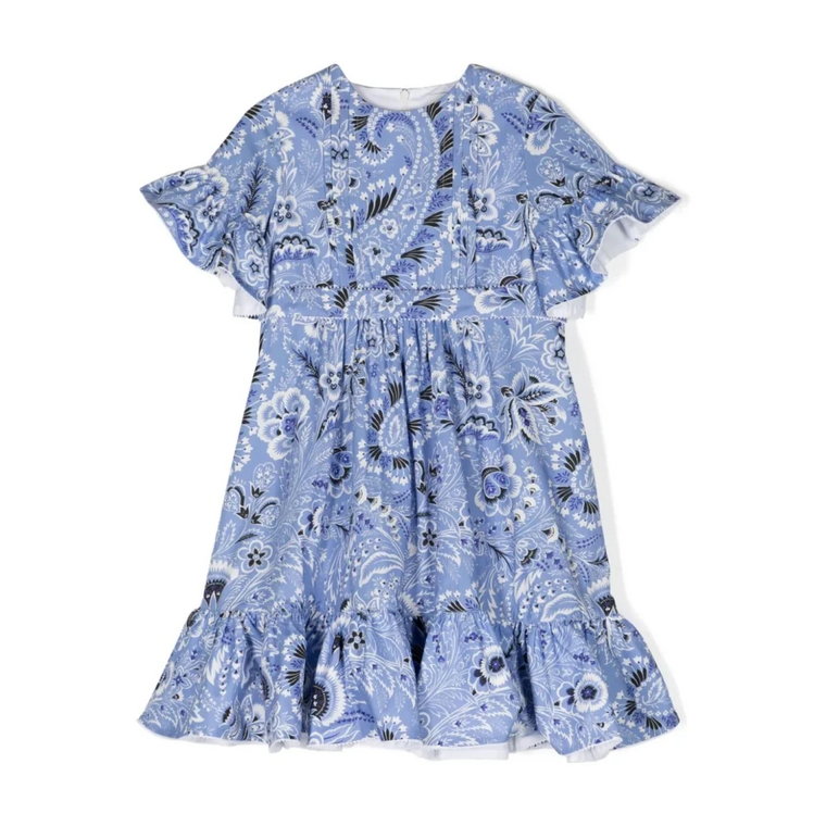 Niebieska Sukienka Dziecięca z Paisley Print Etro