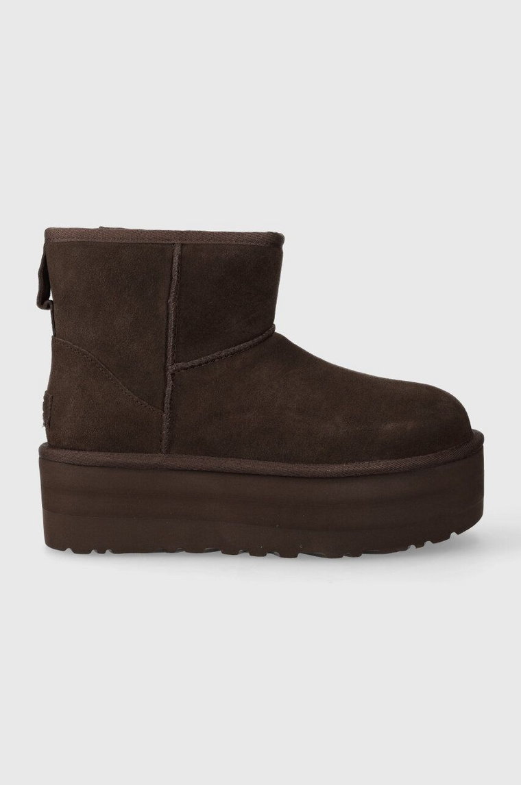 UGG śniegowce zamszowe Classic Mini Platform kolor brązowy 1134991