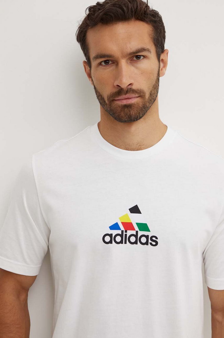 adidas t-shirt bawełniany Tiro męski kolor biały z nadrukiem IW2668