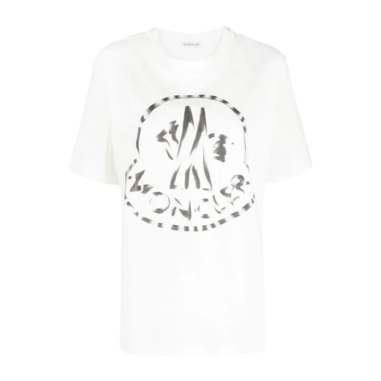 Biała koszulka z żebrowanym dekoltem dla kobiet Moncler