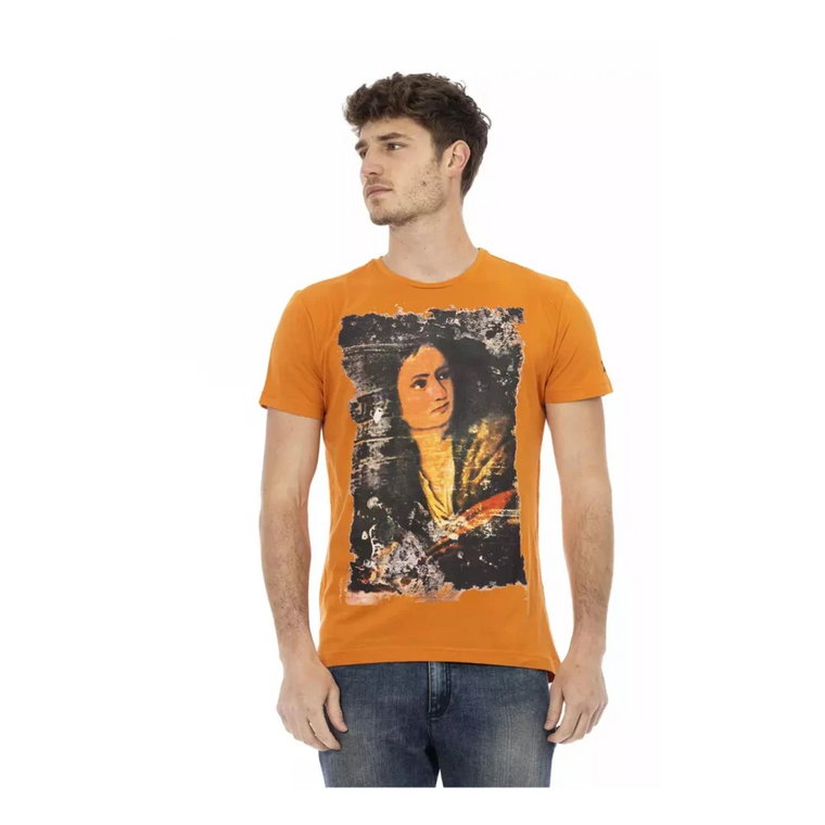 Pomarańczowy Bawełniany T-Shirt dla Mężczyzn Trussardi