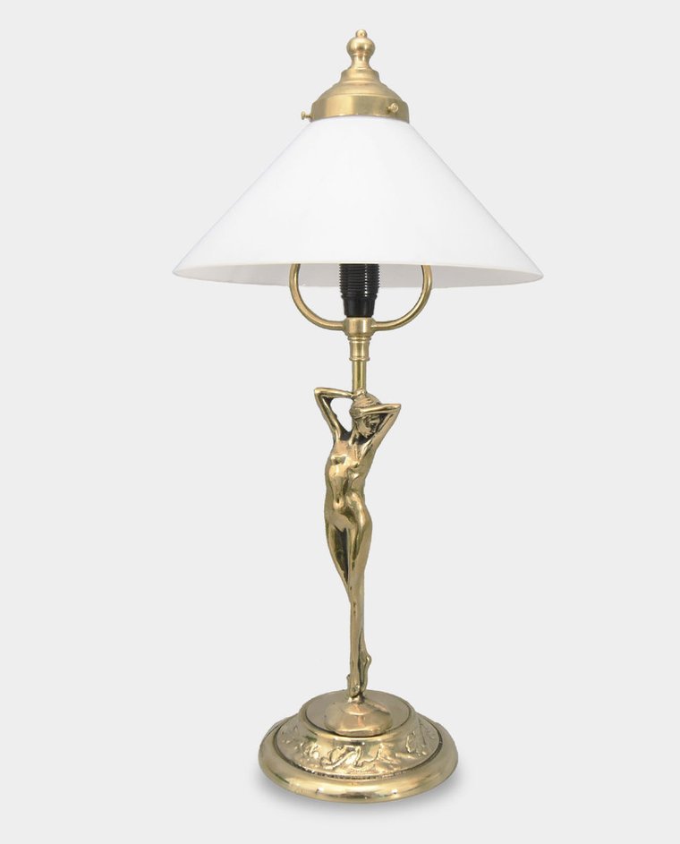 Lampa Art Deco z Figurą Kobiety  Elegancka Złota Dekoracja