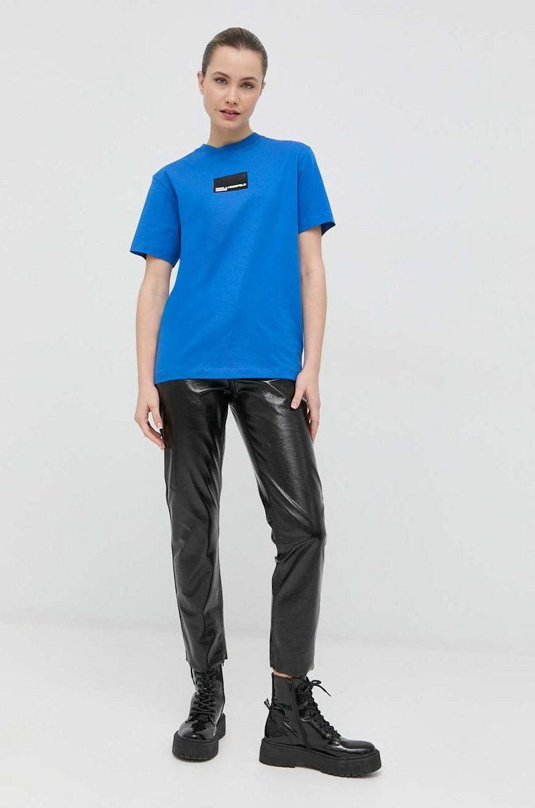 Karl Lagerfeld Jeans t-shirt bawełniany kolor niebieski