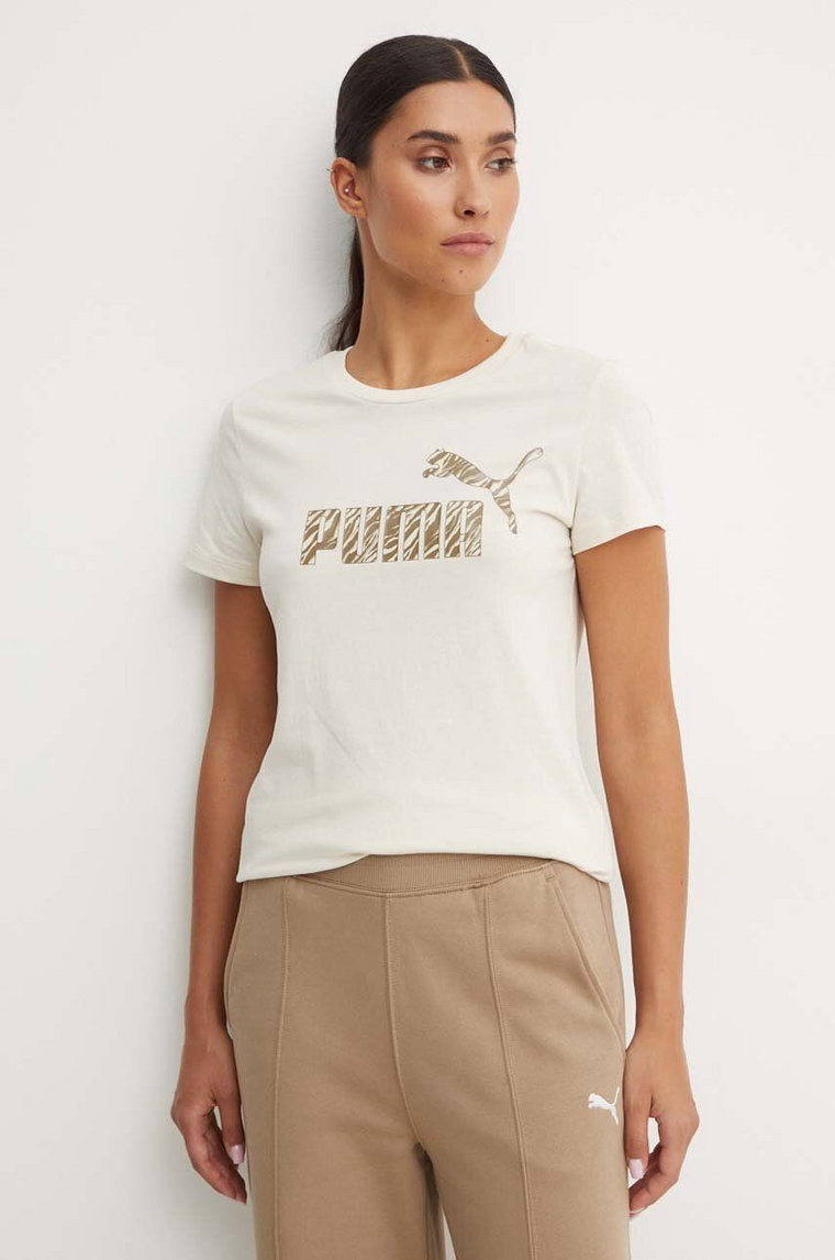 Puma t-shirt bawełniany damski kolor beżowy 681490