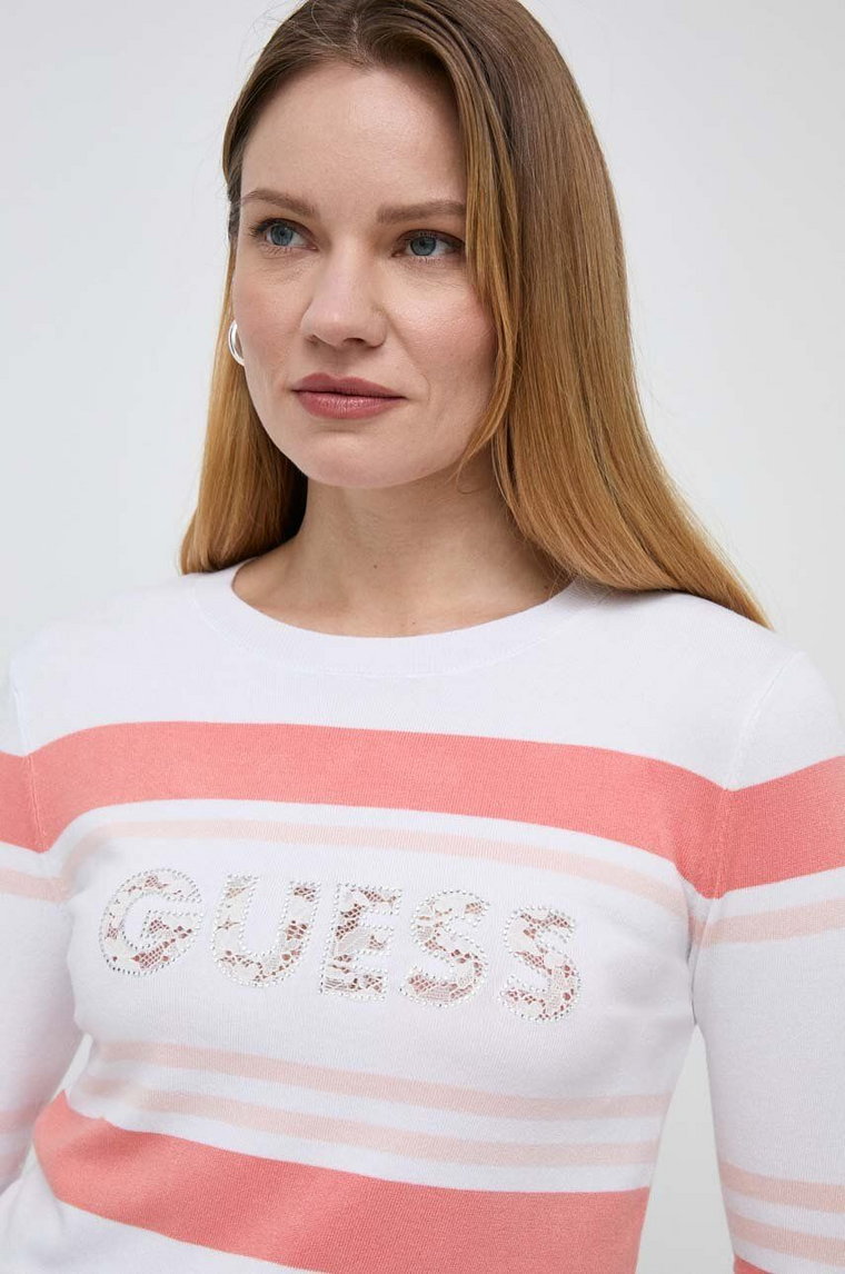 Guess sweter MACY damski kolor biały lekki W4GR44 Z2NQ2