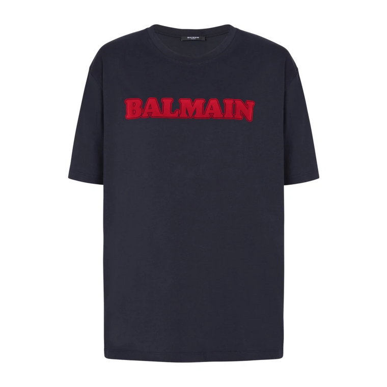 Retro Flockowane Bawełniane T-Shirt Balmain