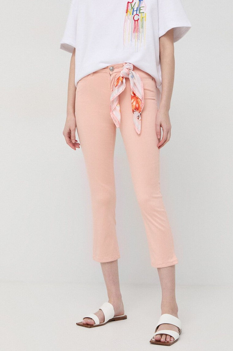 Guess spodnie damskie kolor pomarańczowy dopasowane high waist
