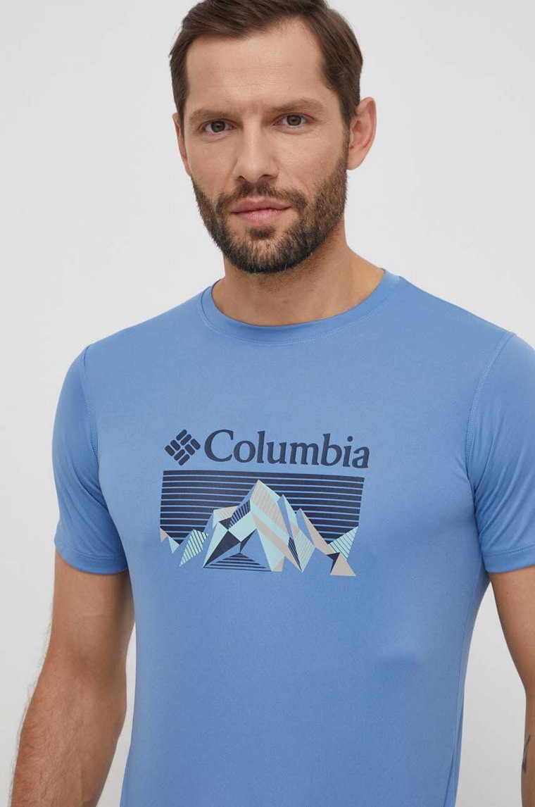 Columbia t-shirt sportowy zero rules kolor niebieski z nadrukiem 1533291