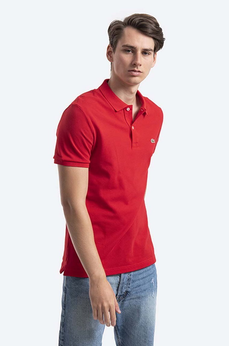 Lacoste polo bawełniane PH4012 240 kolor czerwony gładki PH4012.240-240