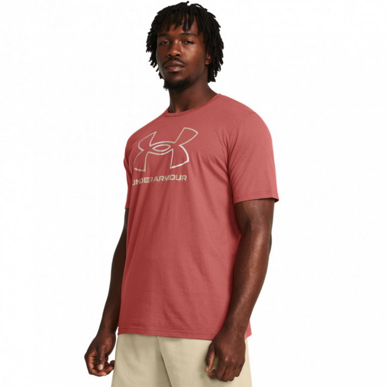 Męski t-shirt z nadrukiem Under Armour UA Foundation Short Sleeve - łososiowy