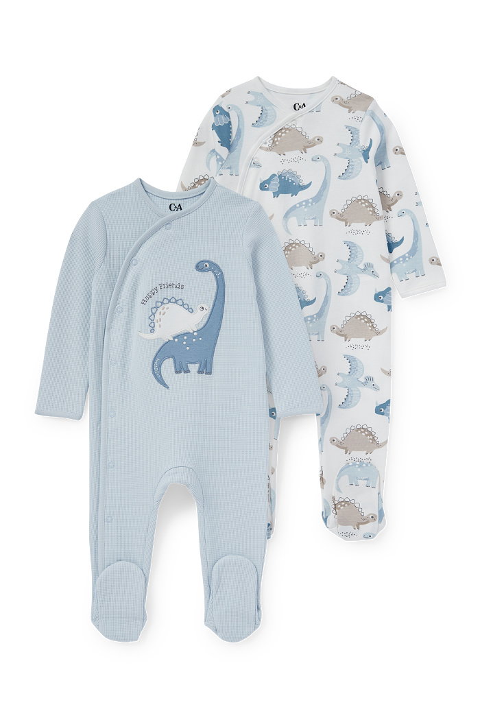 C&A Wielopak, 2 szt.-dinozaur-piżamka niemowlęca, Niebieski, Rozmiar: 86