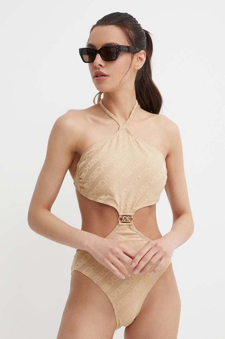 MICHAEL Michael Kors jednoczęściowy strój kąpielowy CUT OUT ONE PIECE kolor beżowy lekko usztywniona miseczka MM13720