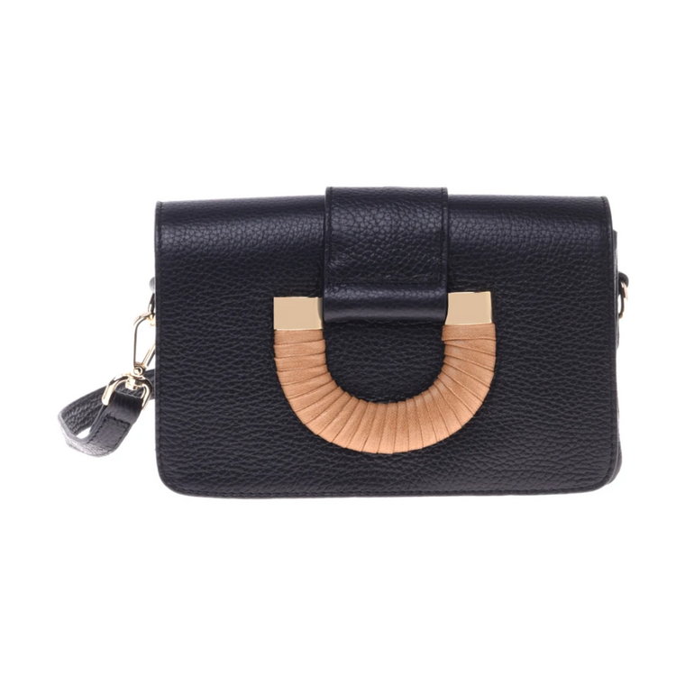 Clutch bag in black tumbled leather Baldinini