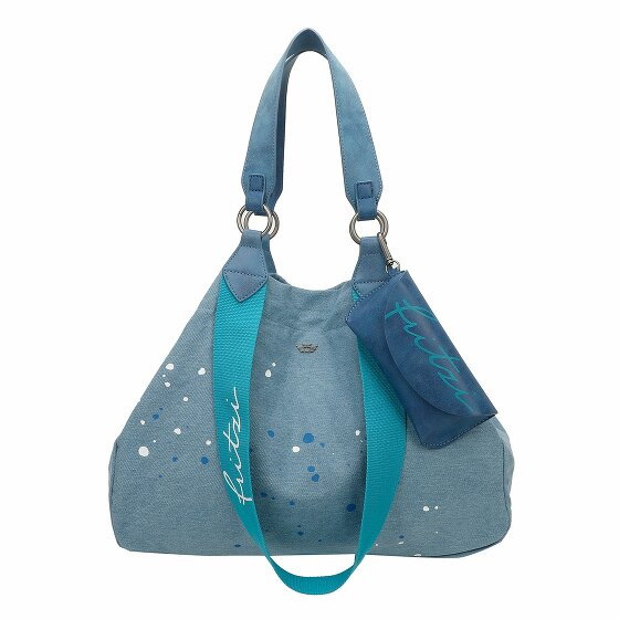 Fritzi aus Preußen Izzy Denim Shopper Bag M 42 cm blue sparkle