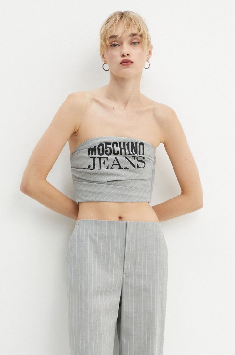 Moschino Jeans top z domieszką wełny kolor szary A0812 8725